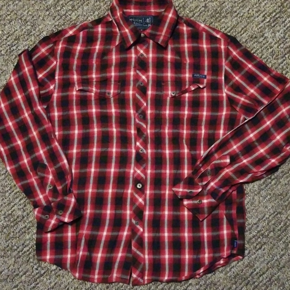 Mens Hurley long sleeve snap button shirt - Picture 1 of 4